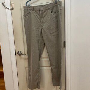HILTL Men's Size 40 X 32 97% Cotton/3% Elastane Flat Front Pants. Tan.